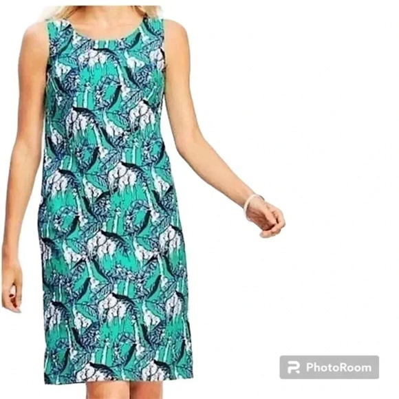 Talbots cotton/spandex giraffe paradise dress size 8p - Picture 1 of 6